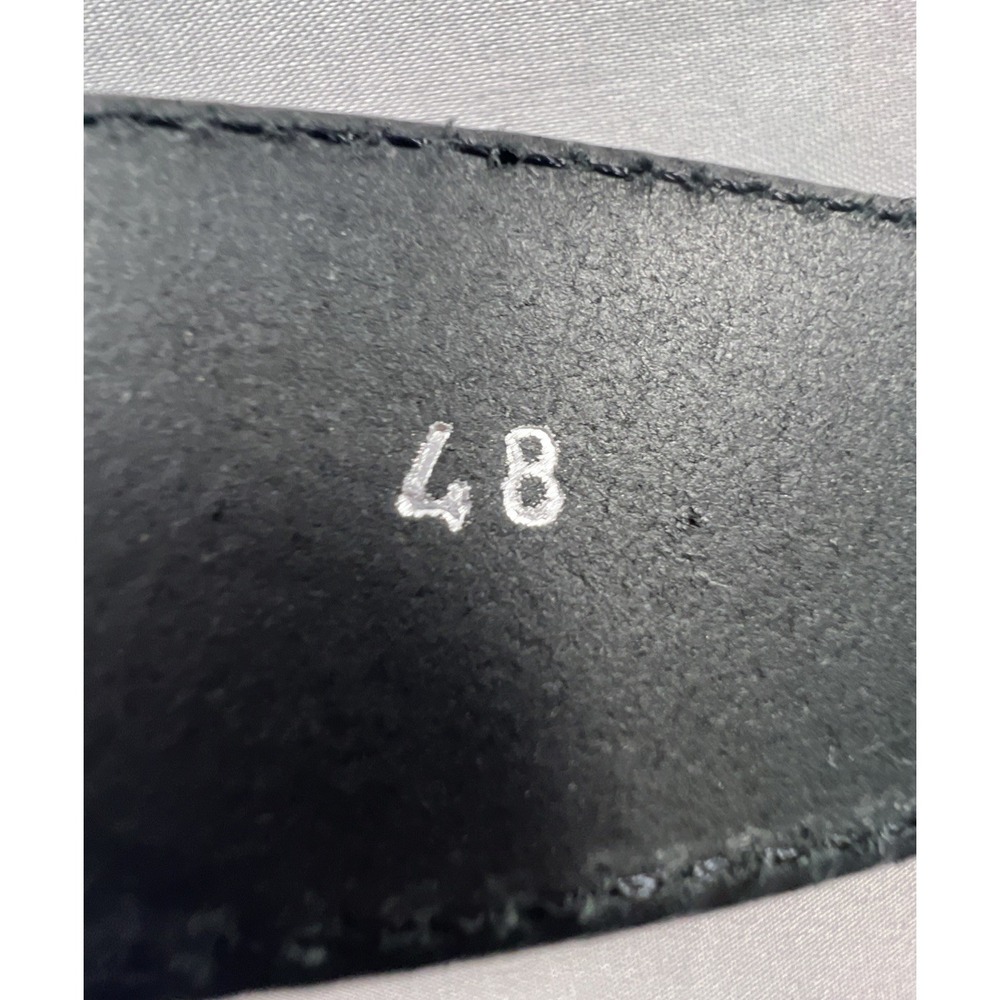 Bullhide Thick Sturdy Mens Black Leather Belt Size 48 Silver Buckle Made in USA - Picture 8 of 9